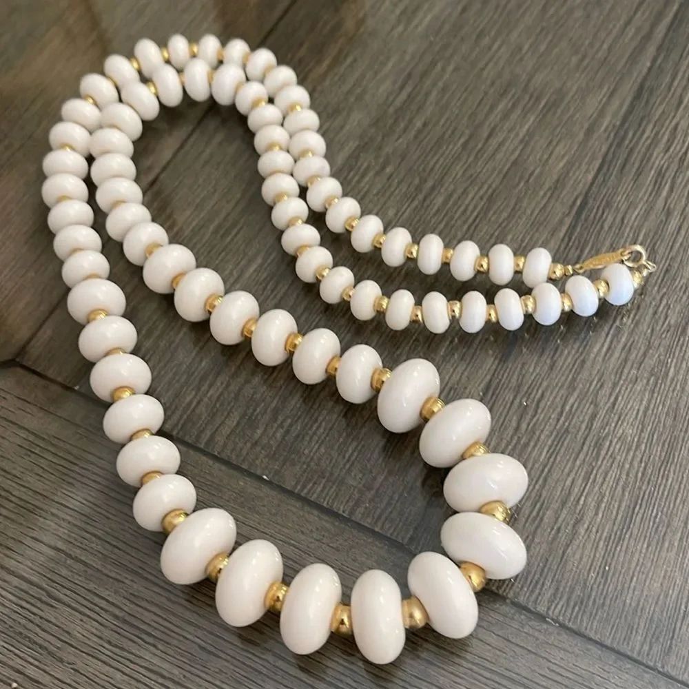 Vintage NAPIER Graduated Strand of White Beads